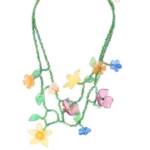 Bohemian flower necklace A375 - Picture 2 of 5